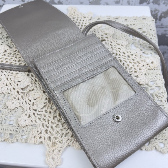 Ferrara By Brighton Phone Organizer Leather Crossbody Bag 7" Zinc Pearl SO NICE! - Picture 7 of 14